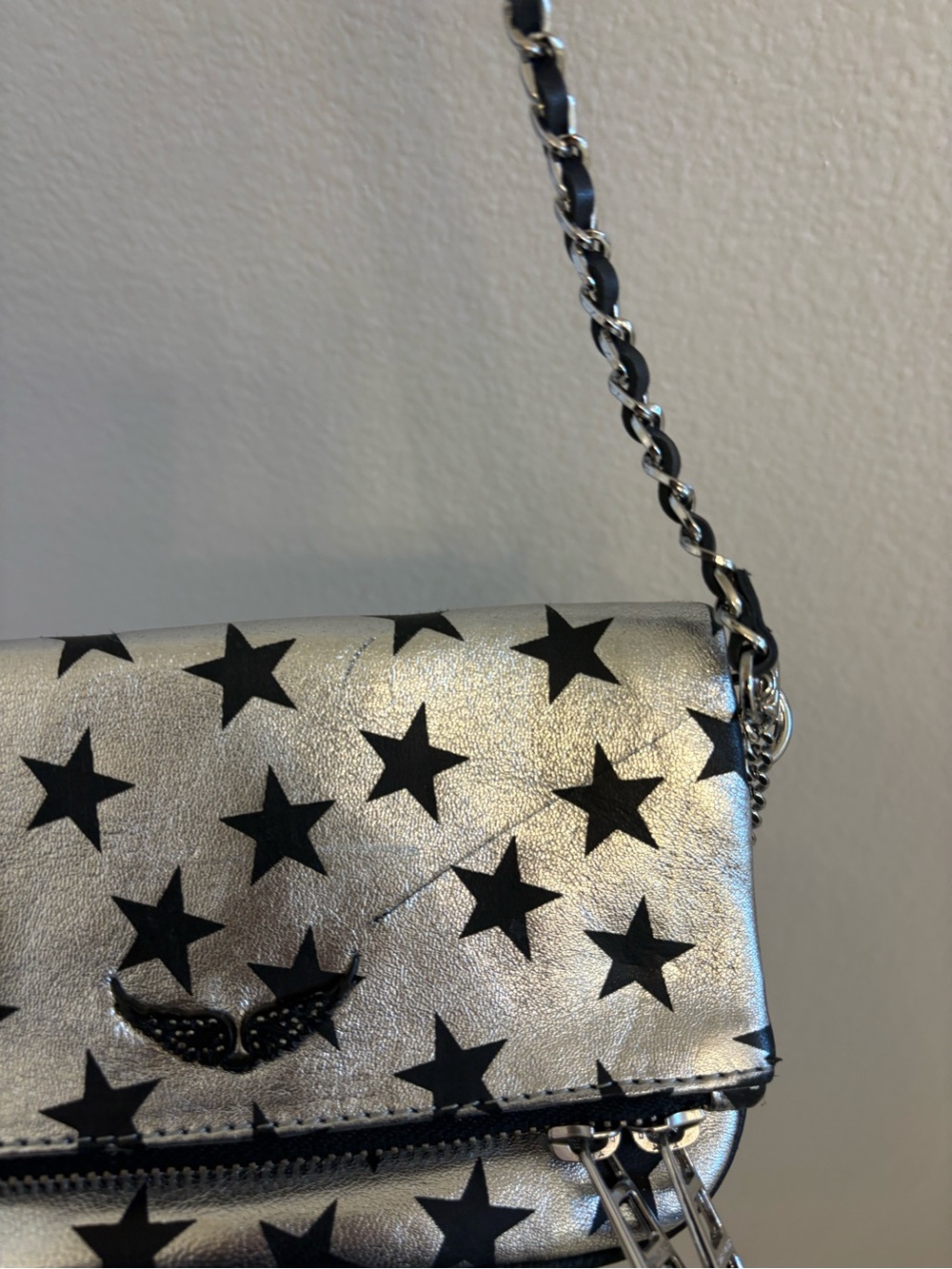 Zadig & Voltaire Rock Star Print Crossbody Bag In Silver - Picture 6 of 14